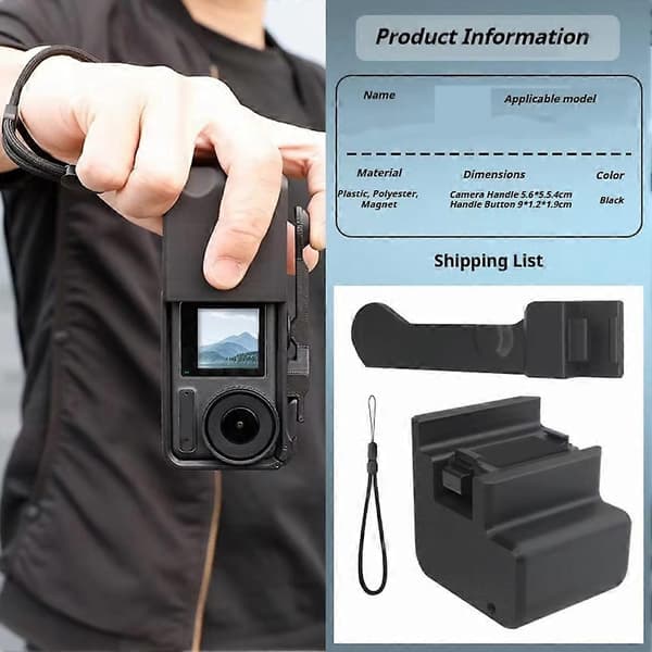 Grepsholder 3D-utskrift Vlogholder Combo for DJI Action 3/4/5 Pro Actionkamera Grepskameratilbehør Black