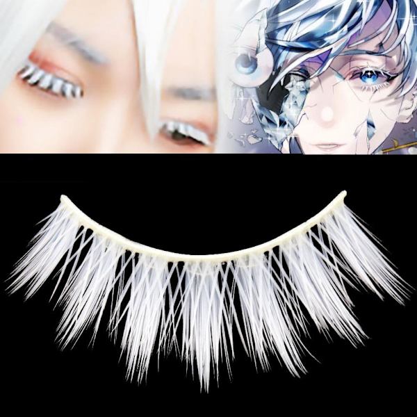 Vita lösögonfransar Cosplay Makeup lösögonfransar Maskerad Party Ögonfransar