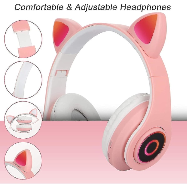 Trådløse Bluetooth-hodetelefoner | Trådløse og kablede sammenleggbare stereohodetelefoner med innebygd mikrofon, | Bluetooth jentehodesett for barn