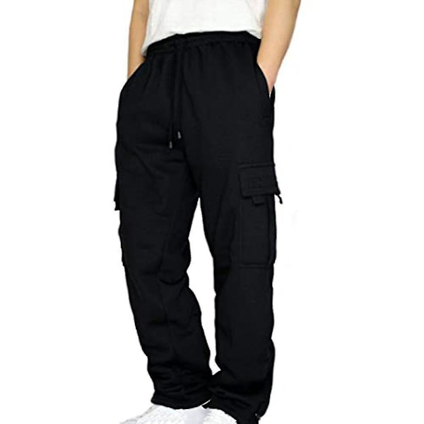 Cargo Joggebukser for Menn | Avslappede Løse Bukser med Lommer | Mørk Grå | 3XL
