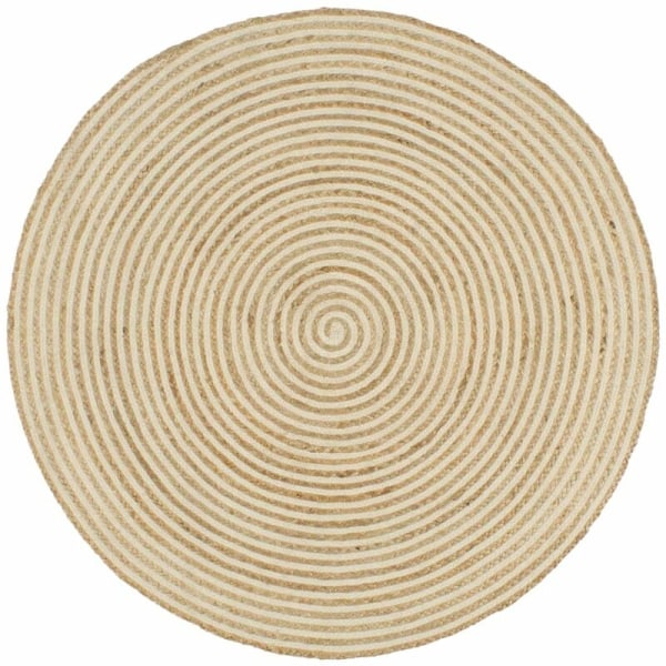 Jute handgjord matta med spiraldesign Vit 120 cm