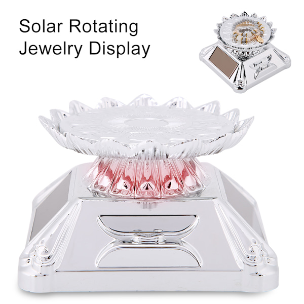 Solar Showcase 360 ​​roterande skivspelare Klocka Telefon Smycken Ring Display Stand (silver)