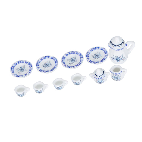1:12 Dockhus Kök Miniatyr 15st Porslin Blomma Tekopp Set Dekor Collection (#1)