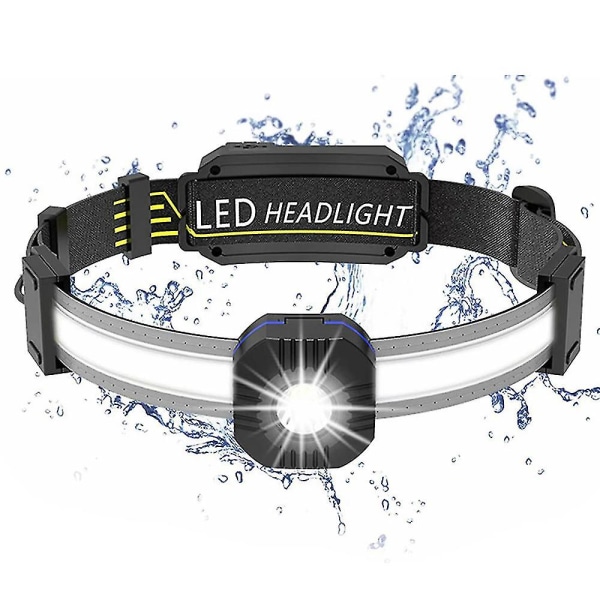 USB uppladdningsbar LED-huvudlampa 10 lägen Vattentät Cob Pannlampa för löpning Jogging Vandring Camping