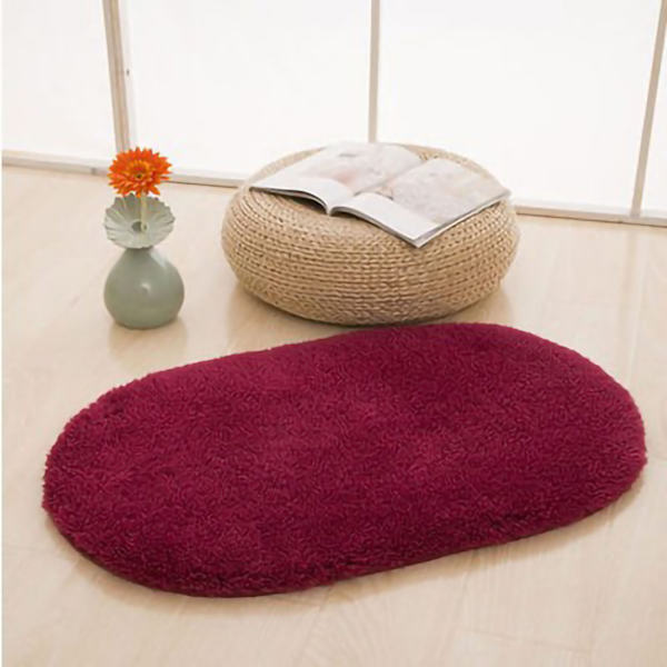 Dörrmatta Oval halksäker inomhusdörr Matta Fuktabsorption Mjuk Bekväm plysch badrumsmatta för kök Sovrum Vinröd 40x60cm/15,7x23,6in (oval form)