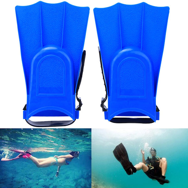 Ett par PVC Barn Lättviktsdykning Simning Träningsfenor Snorkling Korta simfötter Blå 25-30 Yard
