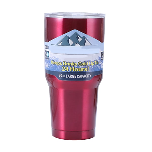 Eristetty Tumbler 30oz Juomakupillinen Ruostumaton Teräs Kansi Urheilu Camping Picnic Punainen