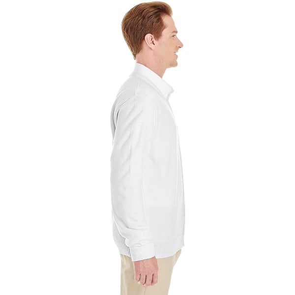 Harriton mænds Pilbloc V-hals cardigan sweater med knap White XL