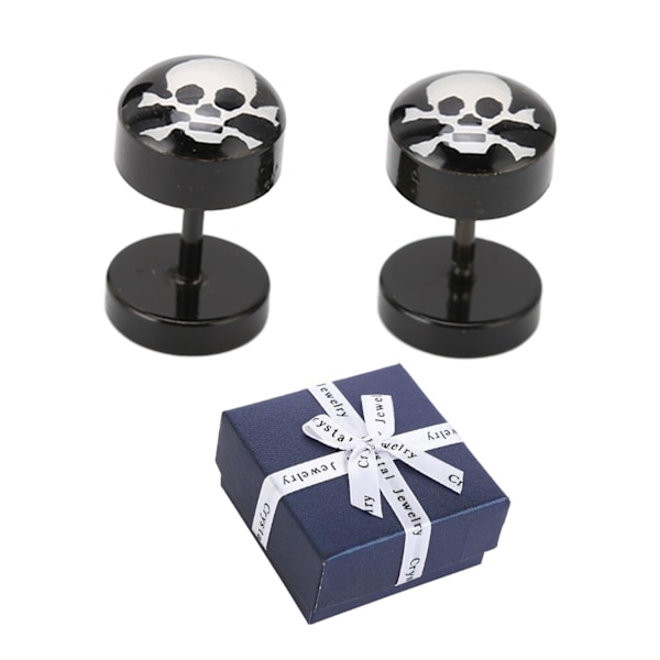 2st Skull Örhängen Legering Material Retro DIY Small Light 14mm/0.6in Längd Svart Stud för män Dagligt slitage