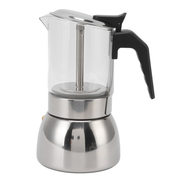 Glas Moka Pot Rostfritt stål Värmebeständig bärbar klassisk italiensk kaffebryggare för hem och café 300ML