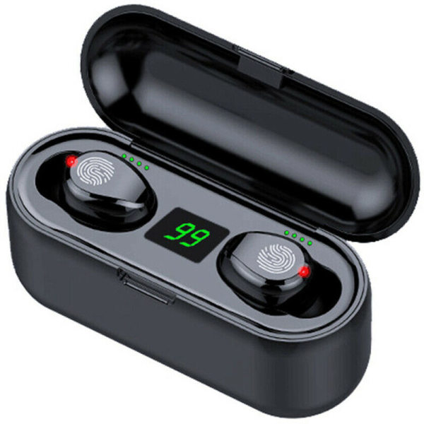 Earbuds BT5.0 Earbuds Double Ear In-Ear HD stereoheadset med laddningsbox, modell: svart