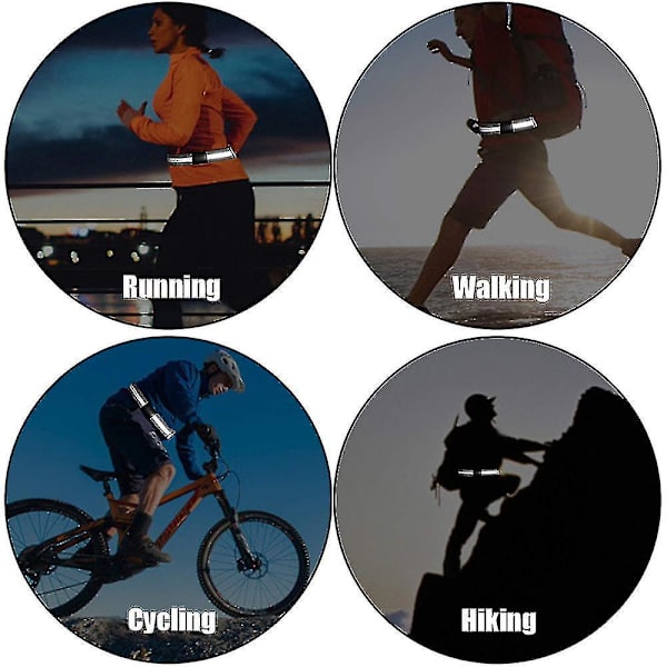 Reflekterende Glow Bælte Sikkerhedsudstyr til Løb, Cykling, Gang - 2 Pak Sort