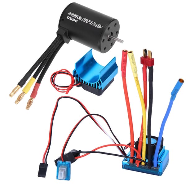 3650 Motor 3100Kv Brushless ESC Køleplade Sæt til 1/10 RC Bil Model Tilbehør (80A)