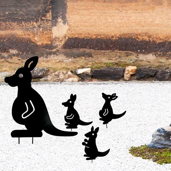 4 stk Dyr Silhuet Haveindsatser Metal Kænguru Hule Statuer Have Hule Havedekorationer til Indeklimas Græs
