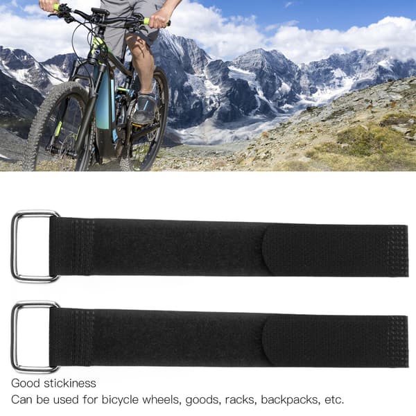Justerbare Elastiske Cykelstropper - 2 Pakke, 20x200mm, Nylon, Sort
