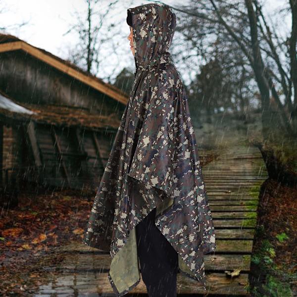 Sotilas Vedenpitävä Army Huppu Ripstop Sadetakki Poncho Leirintä Vaellus Ulkoilu