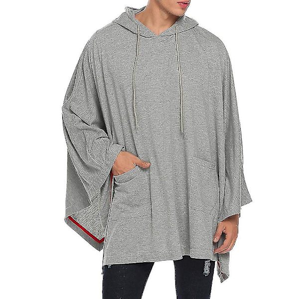 Afslappet Grå Hættetrøje Poncho Kappe - Unisex Mode Trøje