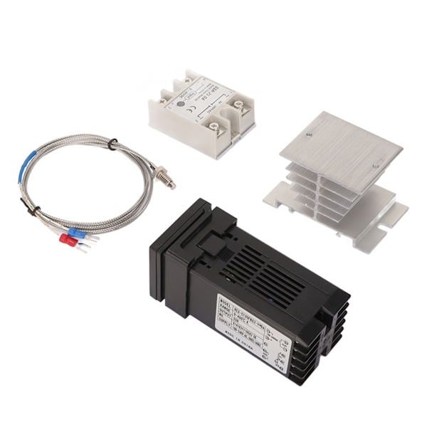 Digital PID Termostat Set Termoelement Kylfläns Relä Temperaturregulator Set med fäste för Farm Chicken House 25A