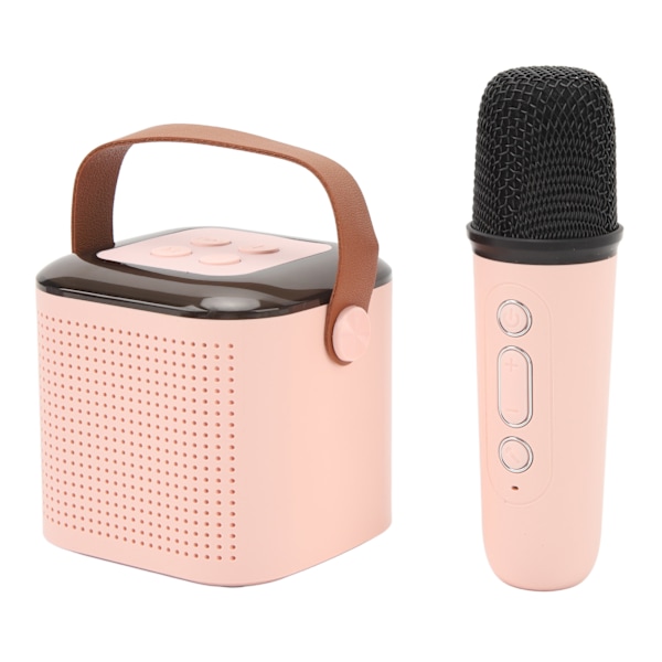 Mini Karaoke-maskin for barn bærbar høyttaler med trådløse mikrofoner Hjem Karaoke Set Rosa