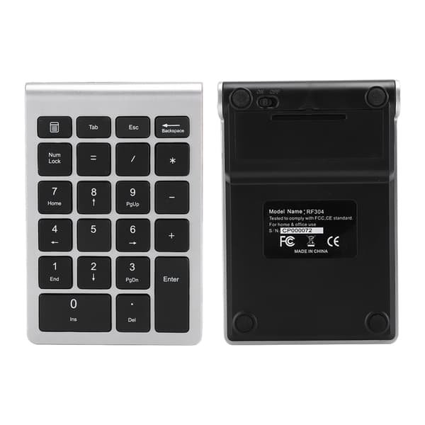 Langaton mininumeronäppäimistö - RF304, 22 näppäintä, USB 2.4G, Hopea-musta
