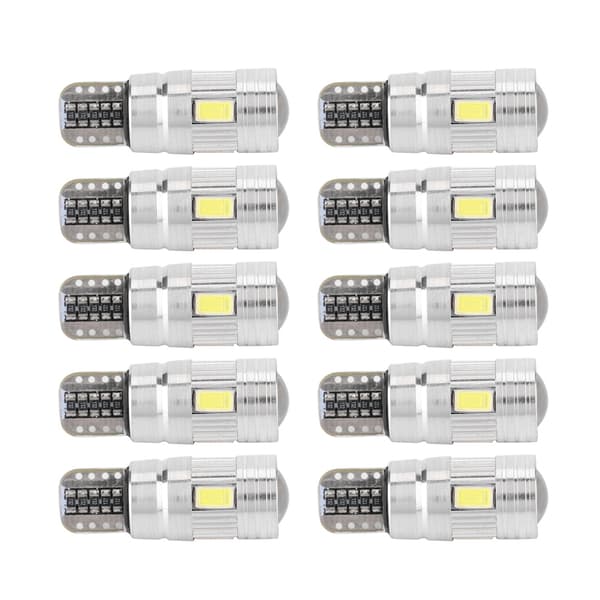 10 stk T10 5630 6SMD W5W Bil Dekoding LED Canbus Pære Feilfri Sidemarkør Nummerplate Lys