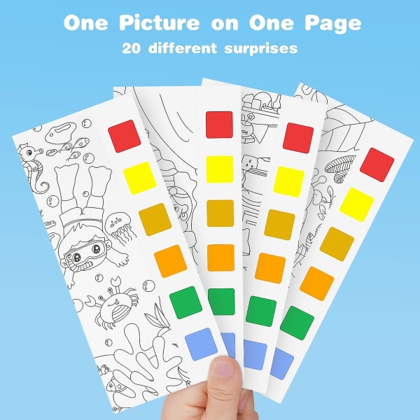 Akvarellfargesett for barn, bokmerke blankt akvarellpapir (dyphavseventyr)
