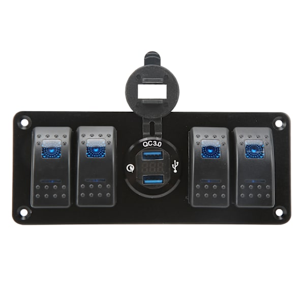 4 i 1 kombinationsbrytarpanel Dubbel USB-laddare LED-spänningsdisplay Passar för UTV ATV Truck Trailer Bus Yacht Boat