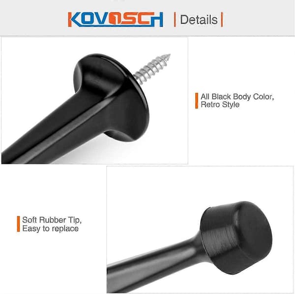 SDIGV 2-pack solida, styva dörrstopp - Kraftiga, tåliga dörrstoppar väggskydd med mjuka gummispetsar, satin nickel Black*16