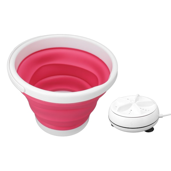 5L Foldbar Vaskemaskine Ultralyd Vibration Frem og Tilbage USB Foldbar Bakke til Hjem Rosa