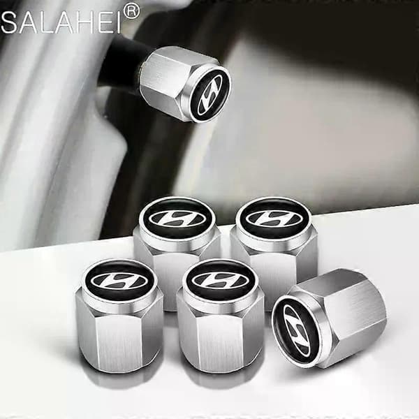 st. däckventilhattar aluminium fälg luftventilskydd för Accent Solaris Tucson Getz Ix35 Santa Fe biltillbehör MAXP 5pc black
