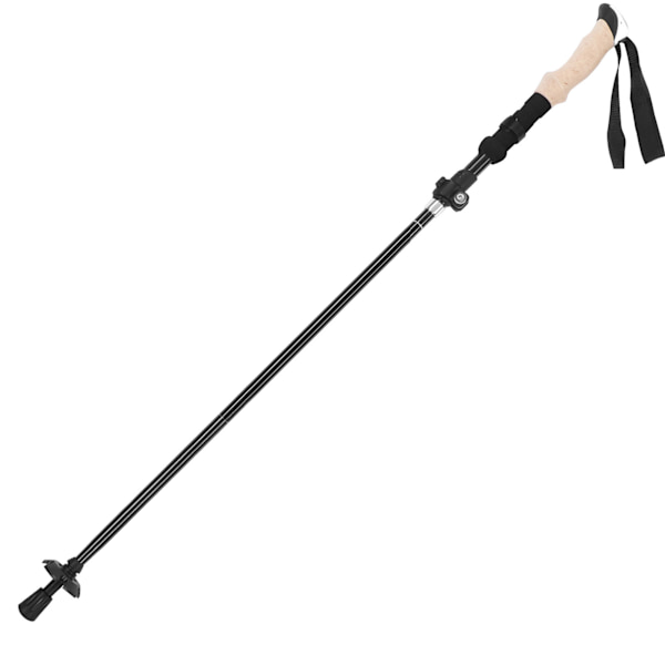Teleskopisk Vandrestav - Bærbar Aluminium Legering Foldbar Vandrestav til Udendørs Sport - Sort