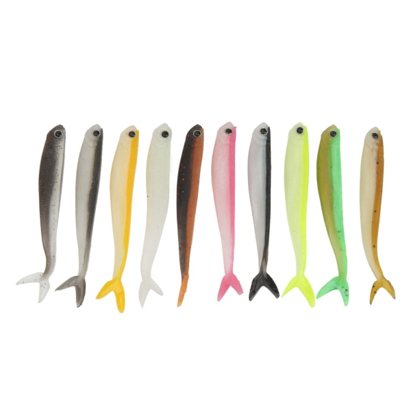 10PCS Soft Lures Fishtail Design Dual Color 2.6g 8.5cm Silicone Fishing Tackle Lure Fishing Bait for Outdoor