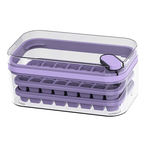 Iskubbricka Dubbellager 64st Ice Maker Box Hem Press Easy Release Ice Frys Förvaringsbox Lila