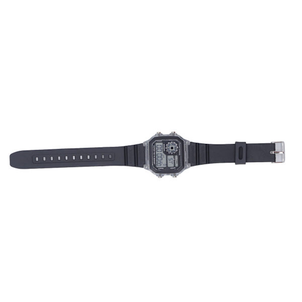 Elektronisk sportsur 12/24 timer vandtæt digitalt armbåndsur med lysende alarmfunktion Transparent