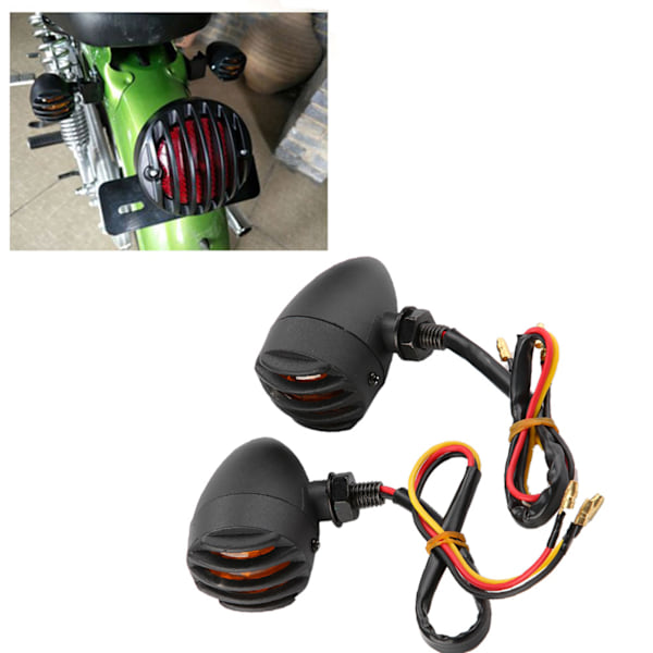 2 stk Motorcykel Retro Blinklys Baglygte Indikator Helt Krombelagt Bagbremselys