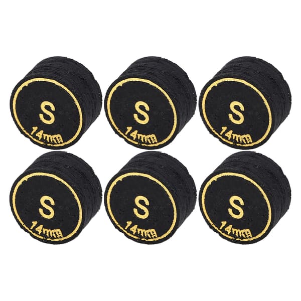 6pcs Pool Cue Tips Professional Multi-Layer Billiard Pool Cue Tips Replacement for Pool Cue and Snooker 14mm S