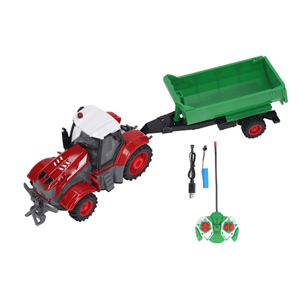 Fjernstyret traktor legetøj med trailer RC gårdstraktor RC tipvognslegetøj med lys til børn Drenge Piger