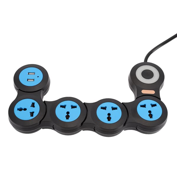 Multifunktionel strømskinne med 5 stikkontakter og USB-port
