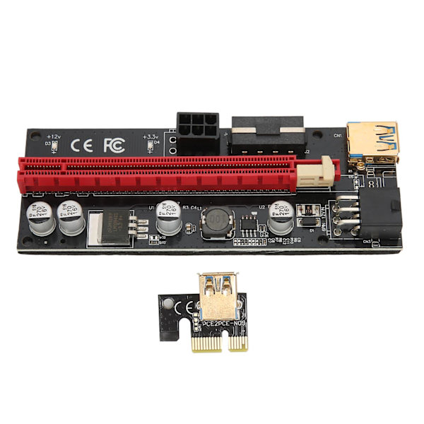 PCIE 1X till 16X Riser-kort 4 Solid Kondensatorer 6 PIN Gränssnitt USB-kabel Fast Spänne Design PCIE GPU Riser Express-kabel Röd