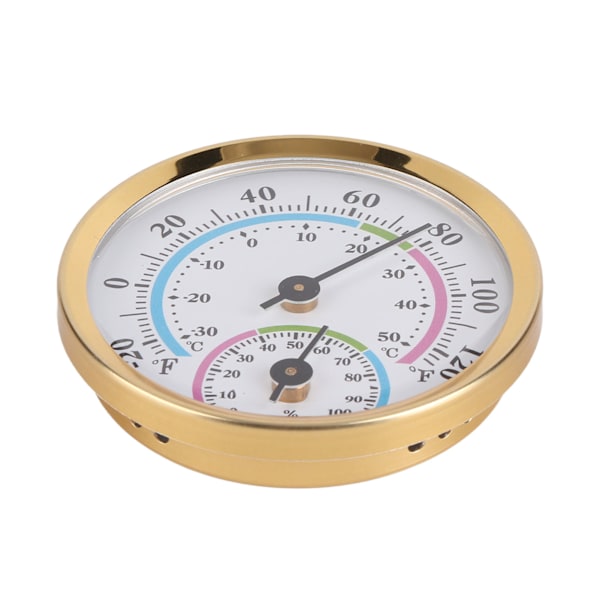 Minipekare Typ Termometer Hygrometer Inomhustemperatur Luftfuktighetsmätare Monitormätare TH103C Guld Skal Färg Framsida