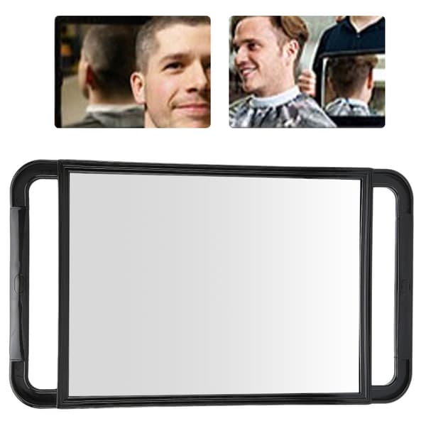 Double Handle Mirror Large Rectangle Makeup Hairdressing Handheld Back Mirror Salon Barber Supplies