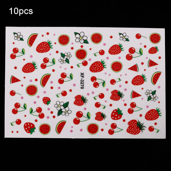 10 st 3D Nail Art Sticker Dekoration Självhäftande DIY manikyrdekor för nagelsalongshem (XF3270)