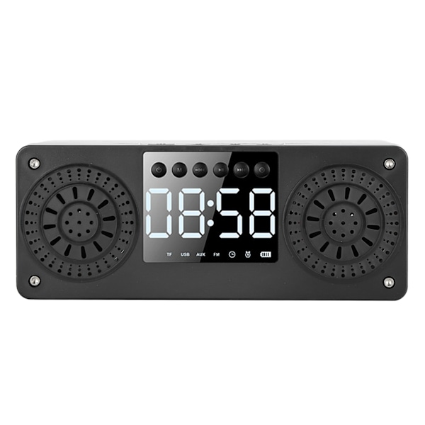 Bluetooth Mini Trådlös Väckarklocka Utomhus Portabel Plugin Kort Bass Musik Högtalare (Röd Träådring)