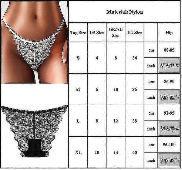 Naiset Pitsi Läpinäkyvät Stringit Läpinäkyvät Alusvaatteet Pikkuhousut Black S