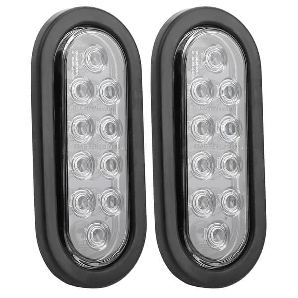 10LED Oval Tilhengerlys - Vanntett og Overflate Montert (2 stk, hvit)