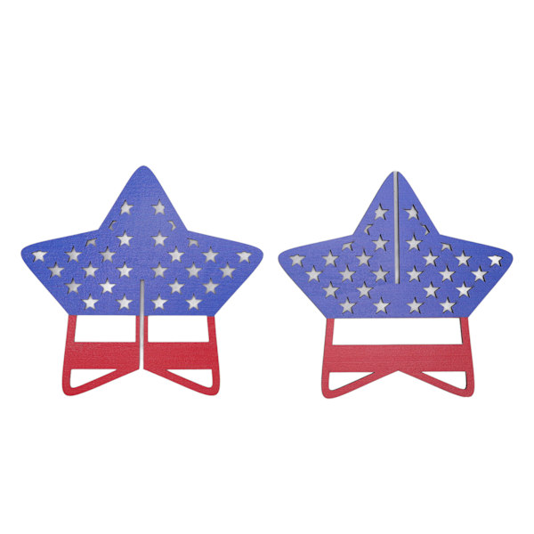2 st självständighetsdagen trästjärnblock Patriotisk stående dekor 4 juli Bordsskiva prydnad