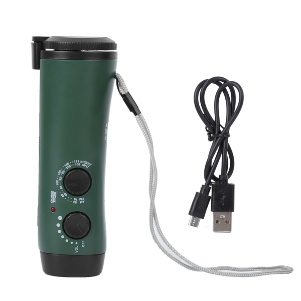 Plast utomhus handvev multifunktions ficklampa Radio nödläge LED ficklampa Mobiltelefon Laddning Grön