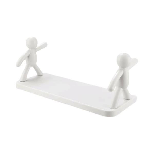 Wall Mounted Shelf Hole Free Installation Small Doll Shape Large Capacity Plastic Stable Load-Bearing Storage Rack White