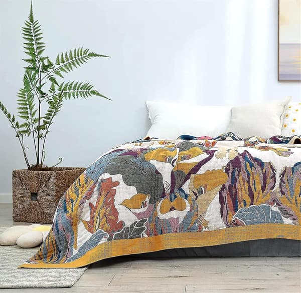 Bomuldsternet Boho Sengetæppe Dobbeltsidet Ternet Sengetøj Sofatæppe 150 X 200 Cm color 1