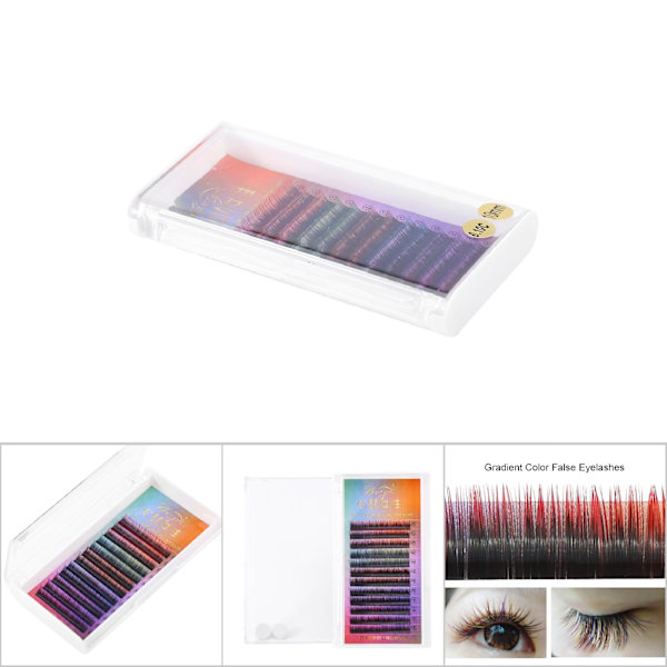 Gradient Färg Skönhet 3D lösögonfransar Tjocka ögonfransar Förlängning Makeup Tool 10mm